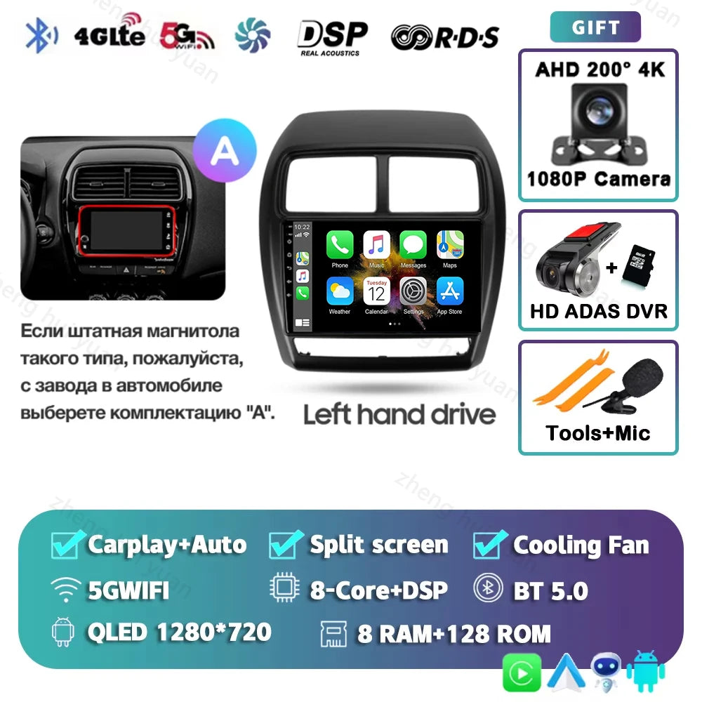 For Mitsubishi ASX 1 2016 - 2023 Android 15 CarPlay Auto Car Radio Multimedia Video Player Navigation stereo GPS carplay+auto