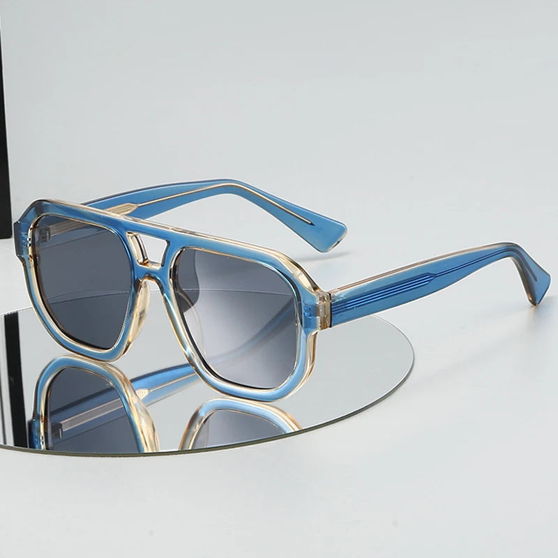 JNPCXI New Retro Double Bridges Square Quality Women Fashion Sunglasses Shades UV400 Trending Men Leopard Sun Glasses