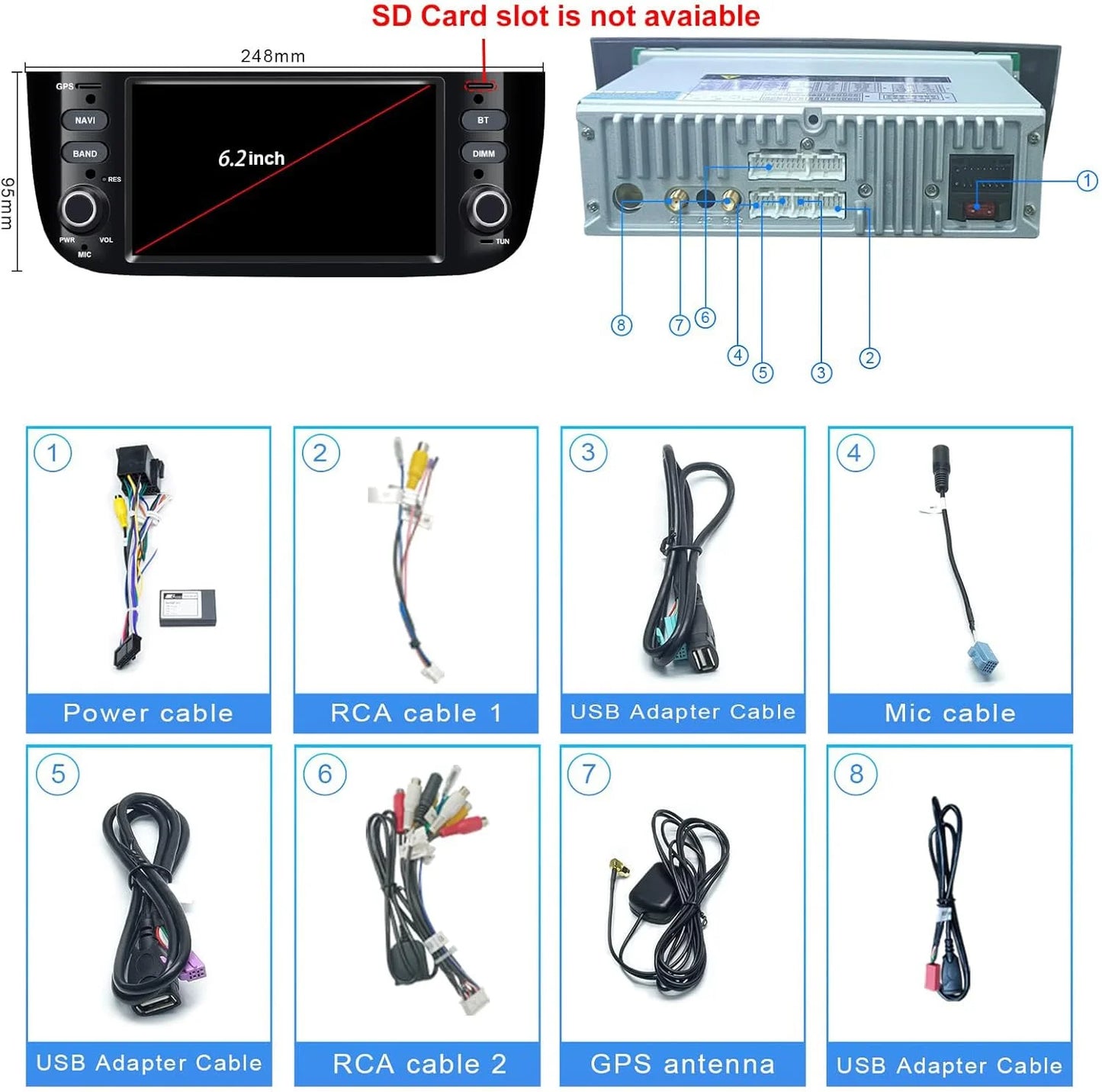 AneQu Android Car Radio for Fiat Punto evo 2010-2017 Car Multimedia Player Support Wireless CarPlay 8Core/4G/GPS