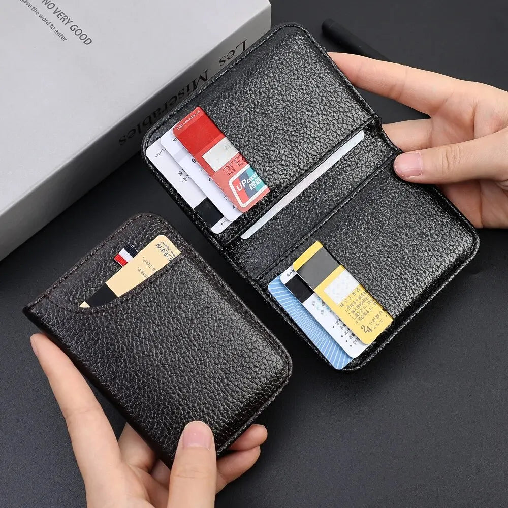 Portable Slim PU Leather Men Wallet Mini ID Credit Card Holder Thin Short Purse