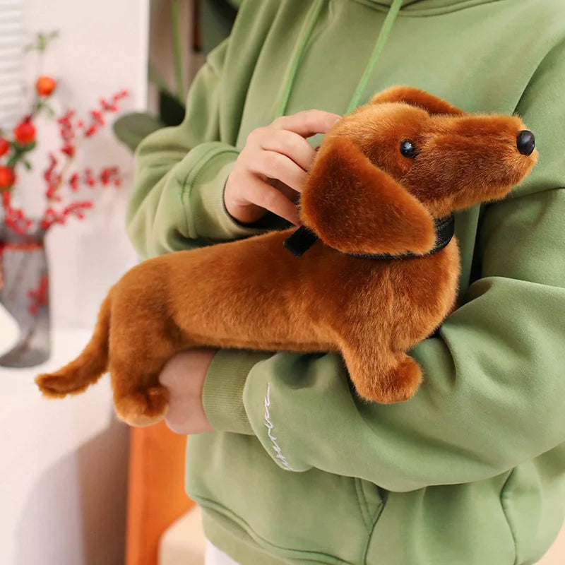 Simulation Dachshund Animal Doll Stuffed Standing Dog Puppy Plush Toy Brown Black Plushie Men Birthday Gift