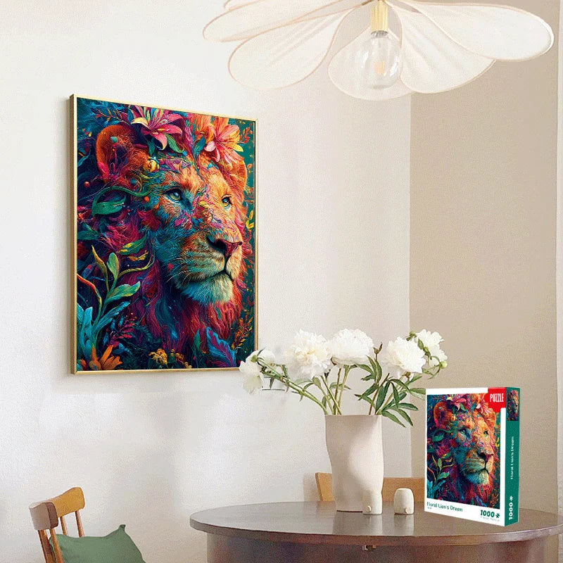 1000-Piece Jigsaw Puzzle for Adults: Majestic Lion in Vivid Colors, Large 70x50cm (27.5x19.7in)  Christmas Gifts
