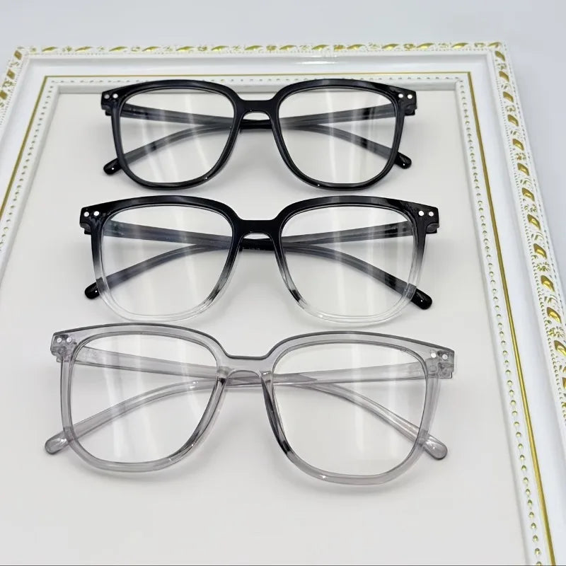 4pcs Steam Punk Style Anti-Blue Light Square Glasses, Plastic Frame, Anti-Reflective Plastic Lens