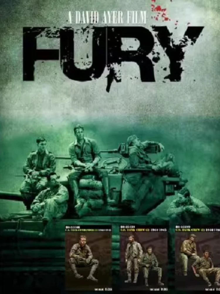 High Quality 1:35 Die Cast Resin Model Kit for World War II US Fury Tank, 5 People Unpainted