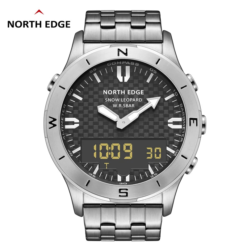 NORTH EDGE Men's Digital Watch Waterproof Altimeter Barometer Compass Smartwatch