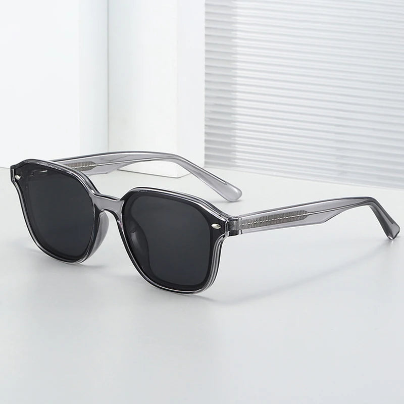 JNPCXI New Polarized Polygon Square Men Sunglasses Retro TR90 Rivets Women Black Shades UV400 Sun Glasses