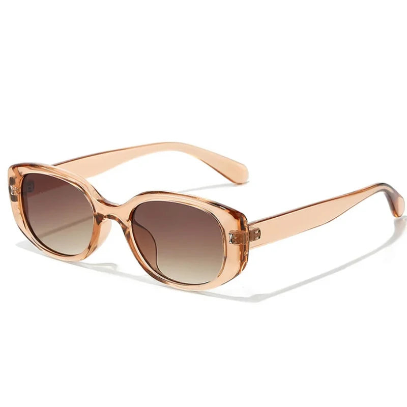 JNPCXI New Retro Small Oval Sunglasses Women Black Frame UV400 Protection Fashion Cat Eye Shades For Daily Travel