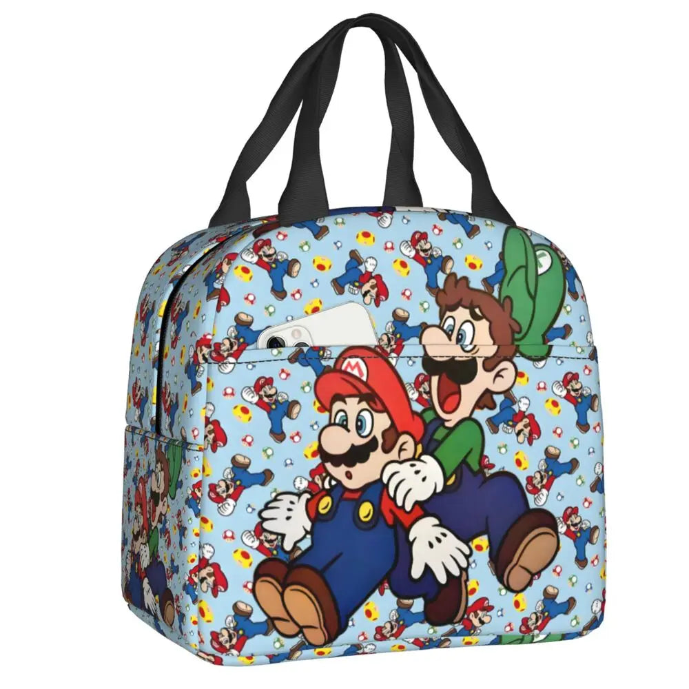 Custom Mario Super Bros Insulated Lunch Bag Reusable Thermal Cooler Lunch Box M7