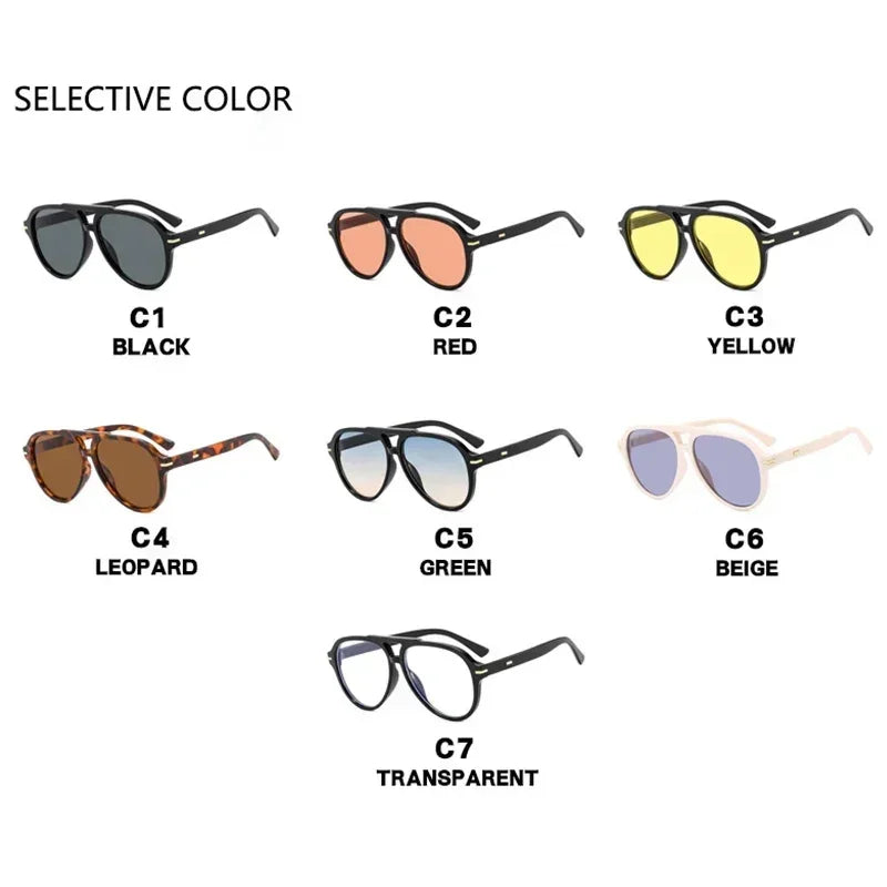JNPCXI Square Pilot Shades Sunglasses Women Retro Red Vintage Double Bridge Sun Glasses Unisex Driving Eyewear