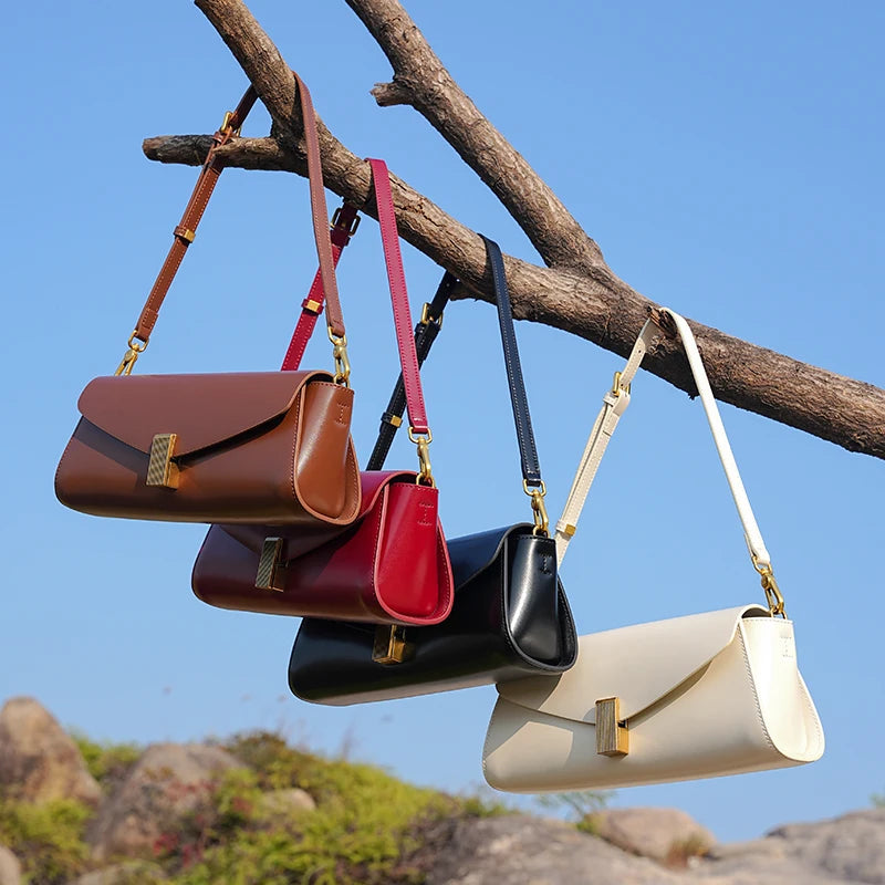 Burminsa Leather Underarm Shoulder Bags Women Luxury Design Crossbody Purse