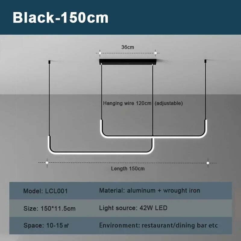 Modern LED Strip Chandelier Light Home Deco Ceiling Hanging Pendant Living Room