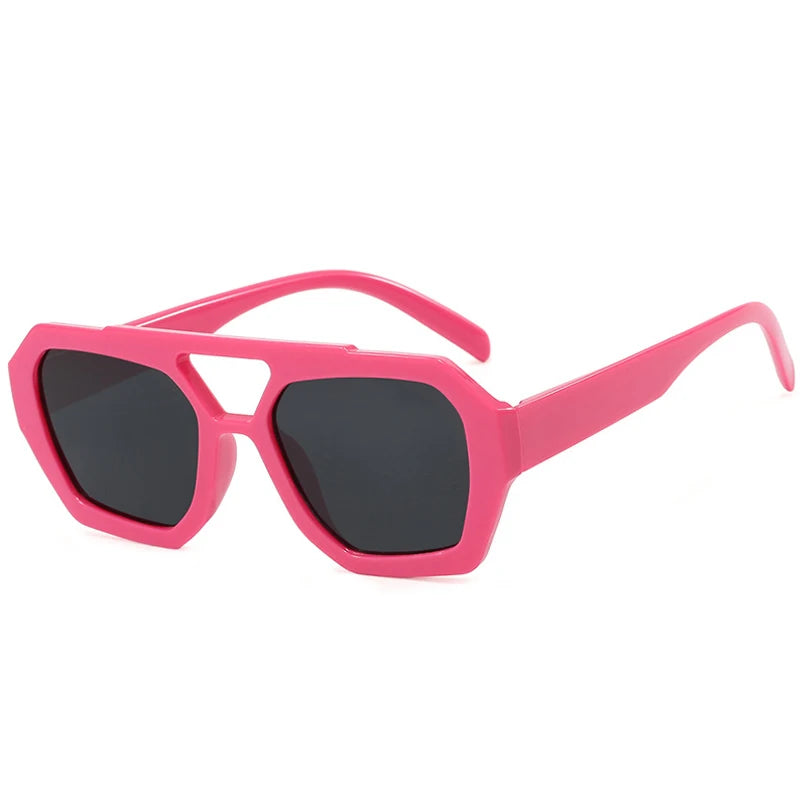 JNPCXI Vintage Square Sunglasses for Women Men Thick Frame Double Bridges Eyewear Female Fashion Polygon Sun Glasses