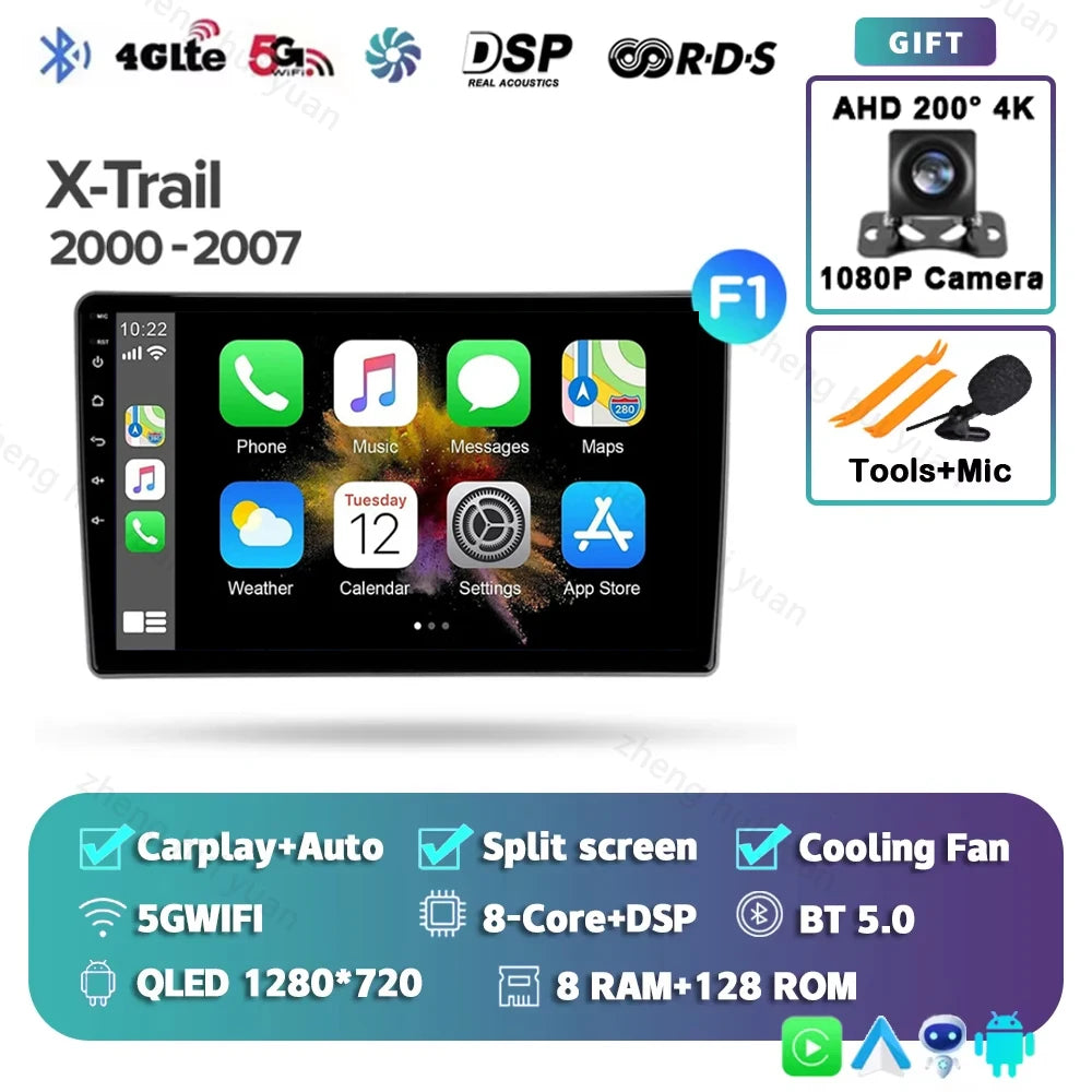 Android 15 For Nissan X-Trail X Trail X - Trail 1 T30 2000 - 2007 2K QLED CarPlay Auto Car Radio Multimedia Video Player GPS
