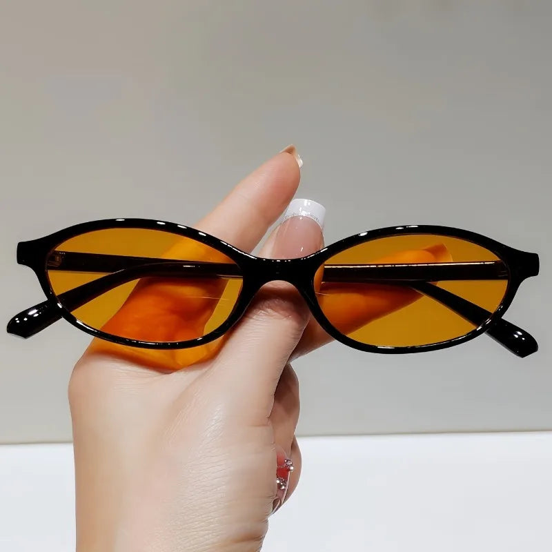 1 Pair Oval Frame Glasses for Women Fashionable Retro European Style for Hiking