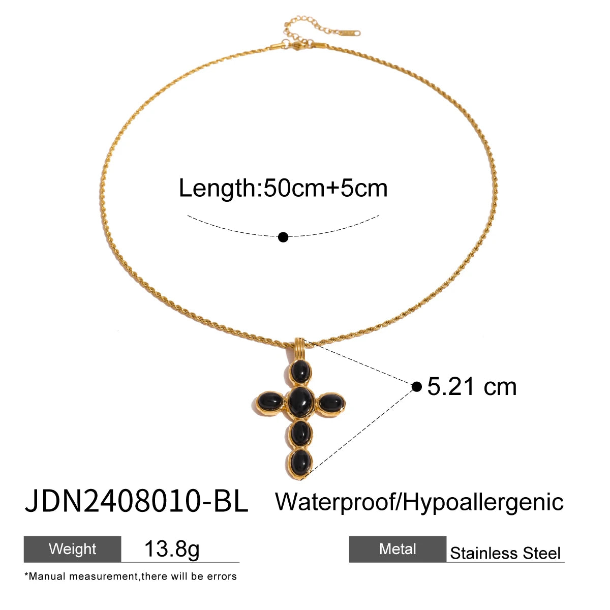 Uworld Fashion Chic Cross Pendant Necklace Natural Stone Agate Casting Technology Gold Platinum Plated Jewelry Gift бижутерия