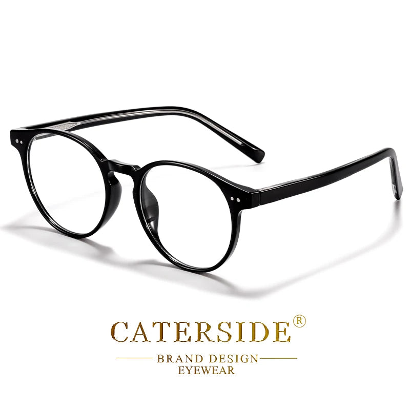 CATERSIDE Vintage Round Men Glasses Frame High-Quality Brand Design Anti Blue Light Reading Glasses Women Optical Frame