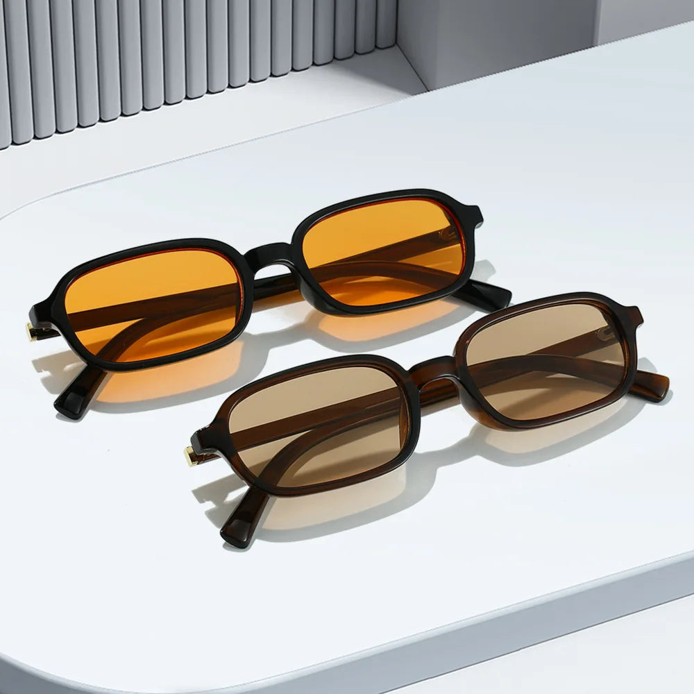 JNPCXI New Vintage Small Rectangle Sunglasses Women Shades UV400 Fashion Men Sun Glasses Clear Lens Frame
