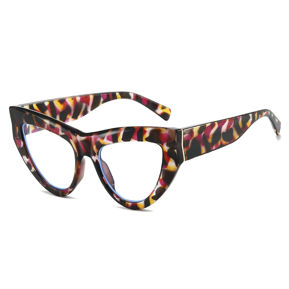 JNPCXI New Cat Eye Colorful Women Glasses Frame Fashion Purple Leopard Clear Anti Blue Light Eyewear Men Optical Frame