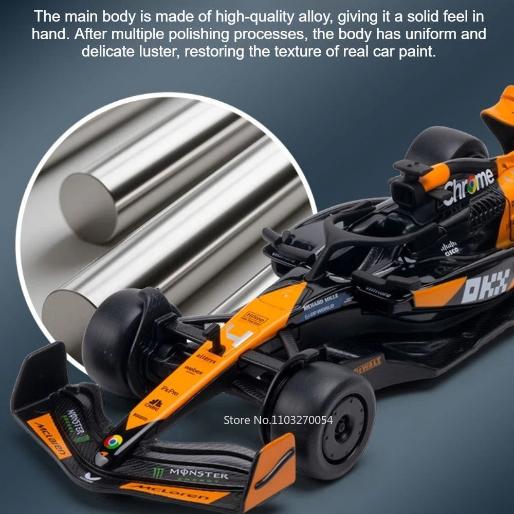 1:43 Scale F1 Racing Car Miniature Model Alloy Diecast Toys Rear Wheel Return Force Rubber Tires Vehcie Children's Holiday Gifts