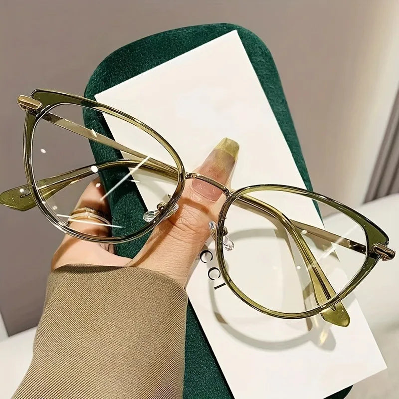 2 Pairs Y2K Retro Cat Eye Glasses Black & Green Gradient Full-Rim Cat-Eye Design for Women’s Fashion & Digital Screen Protection