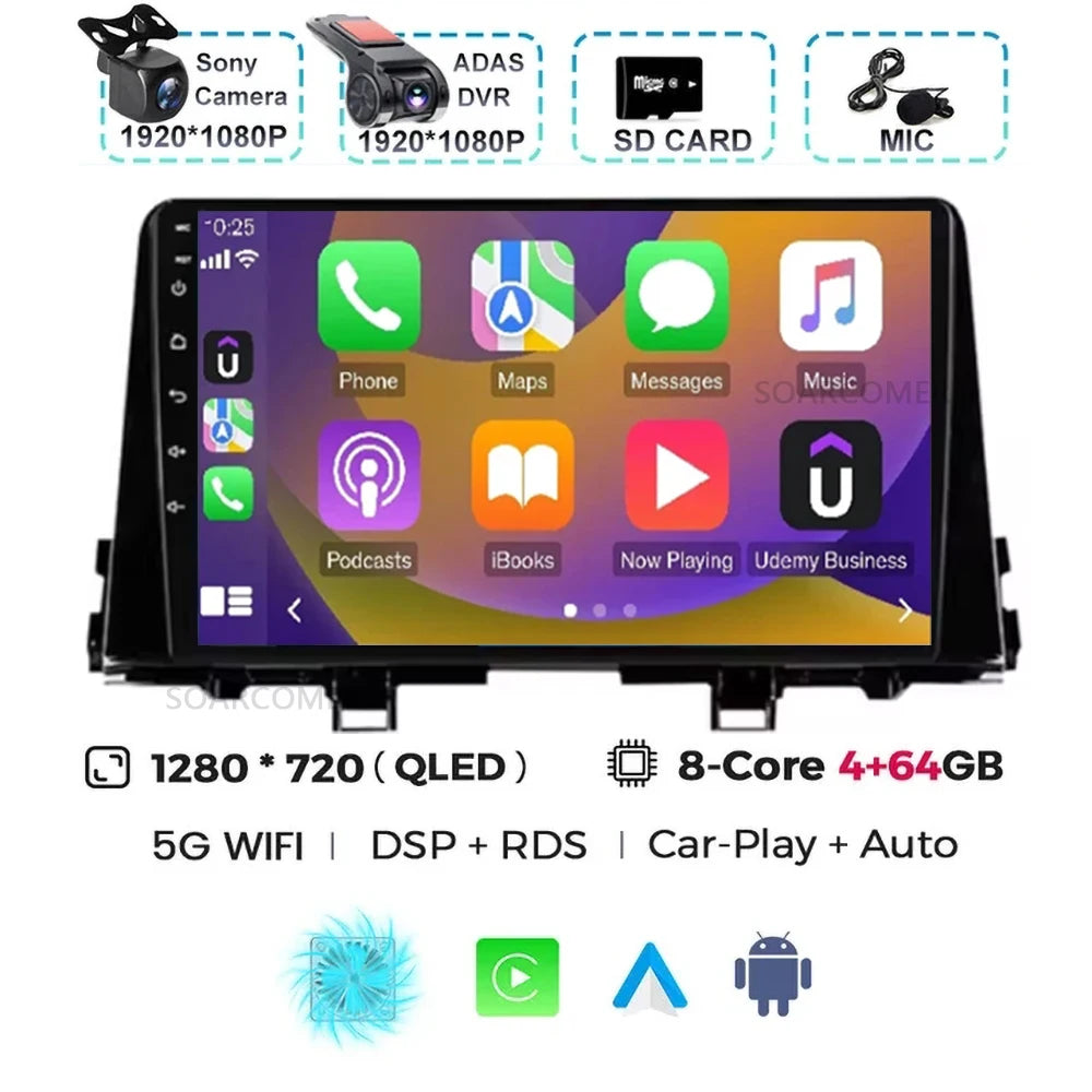 Android 15 For Kia Morning 3 Picanto 2015-2020 2K QLED Android Car Radio Multimedia Video Player GPS Stereo 4G CarPlay Head Unit