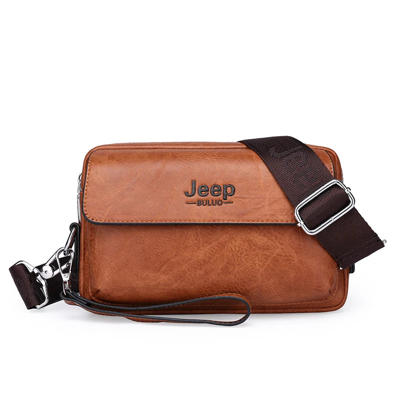 JEEP BULUO Brand Small Men Buckle Bags Leather Shoulder Crossbody Totes Handbags