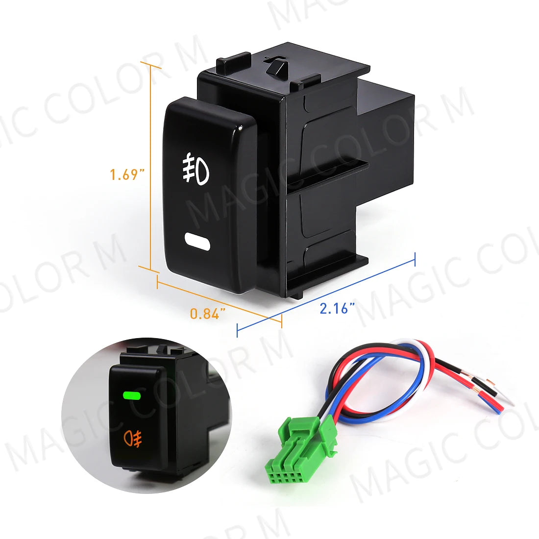Car Fog Light Socket Switch Indicator On Off Push Button For Toyota Honda Nissan Mitsubishi Ford Suzuki Kia Car Accessories 12V
