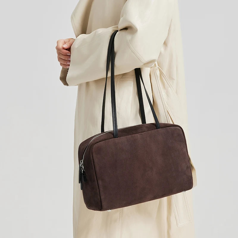 New 2026 winter Women's suede leather bag Fashion Genuine Leather Crossbody Bag female Luxury Square Furry Shoulder Handbags