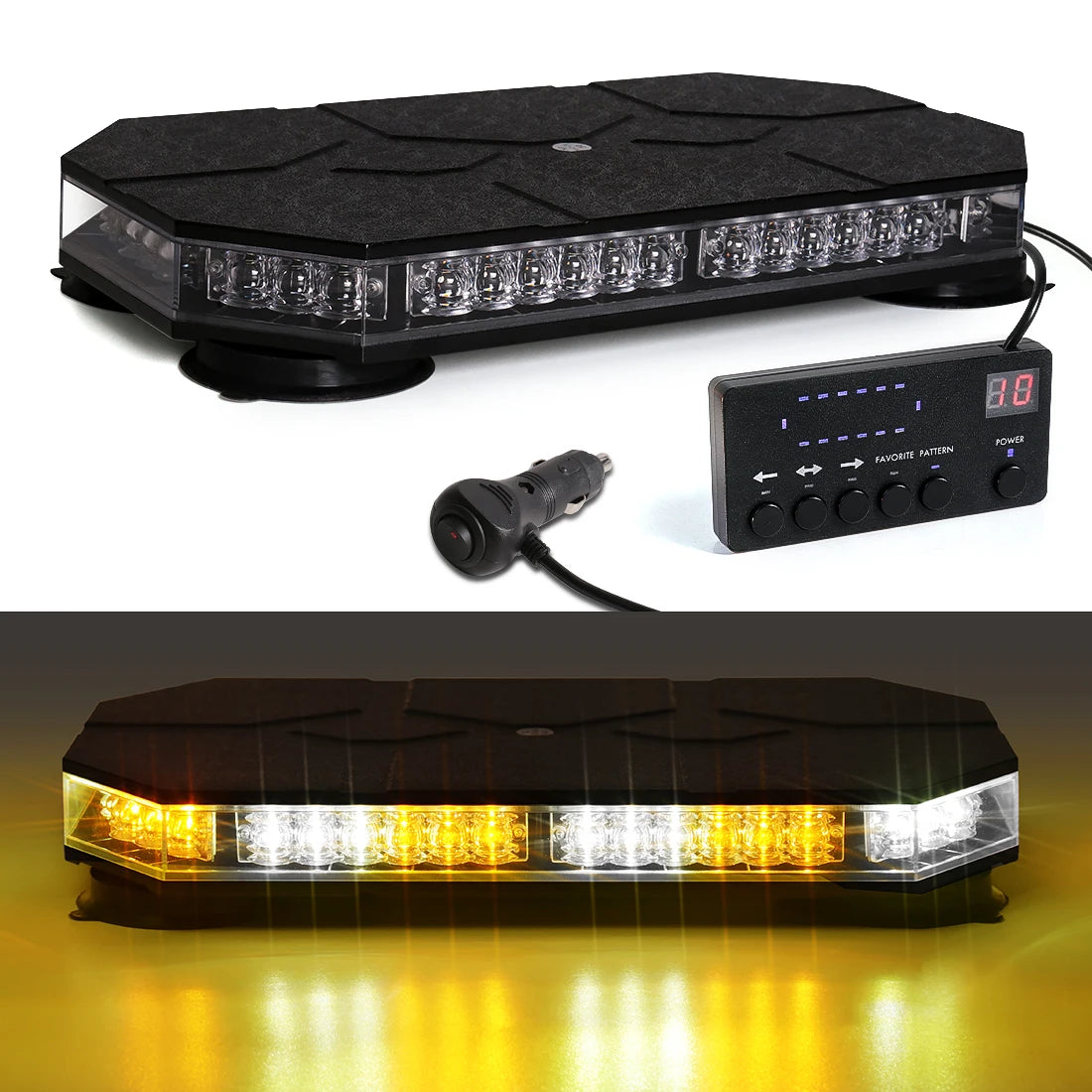 12V 24V Car Roof Top Strobe Lights Emergency Warning 42 LED Safety Magnetic Mount Smart Controller For Truck Ambulance Snow Plow