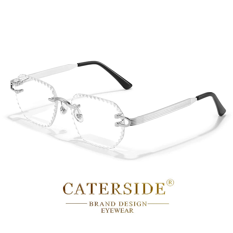 CATERSIDE New Rimless Sunglasses Men Square Fashion Cutting Lens Brand Design Sun Glasses for Women Party Festival Eyewear Gift