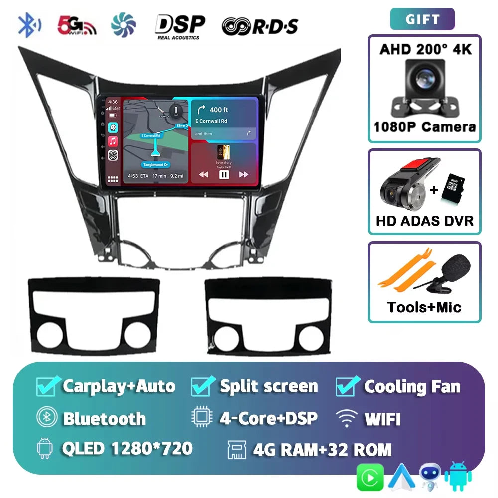 For Hyundai Sonata 6 YF 2009 - 2014 Android 15 2K QLED Car Radio Multimedia Video Player GPS stereo CarPlay Head Unit 4G WIFI