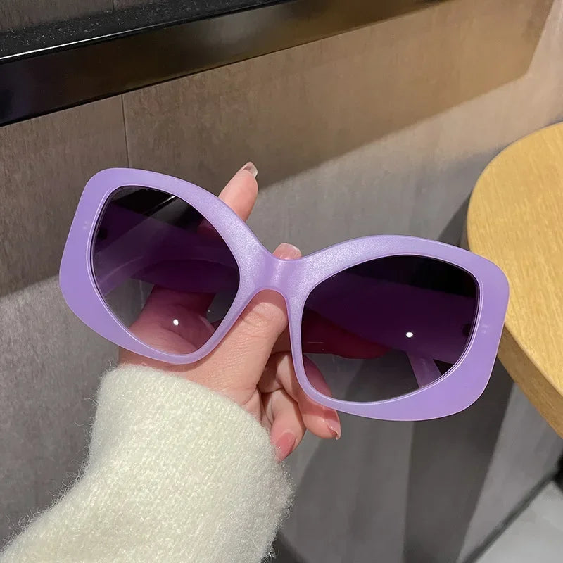 JNPCXI Fashion Oversized Cat Eye Women Sunglasses Shades UV400 Retro Men Matte Orange Candy Color Sun Glasses