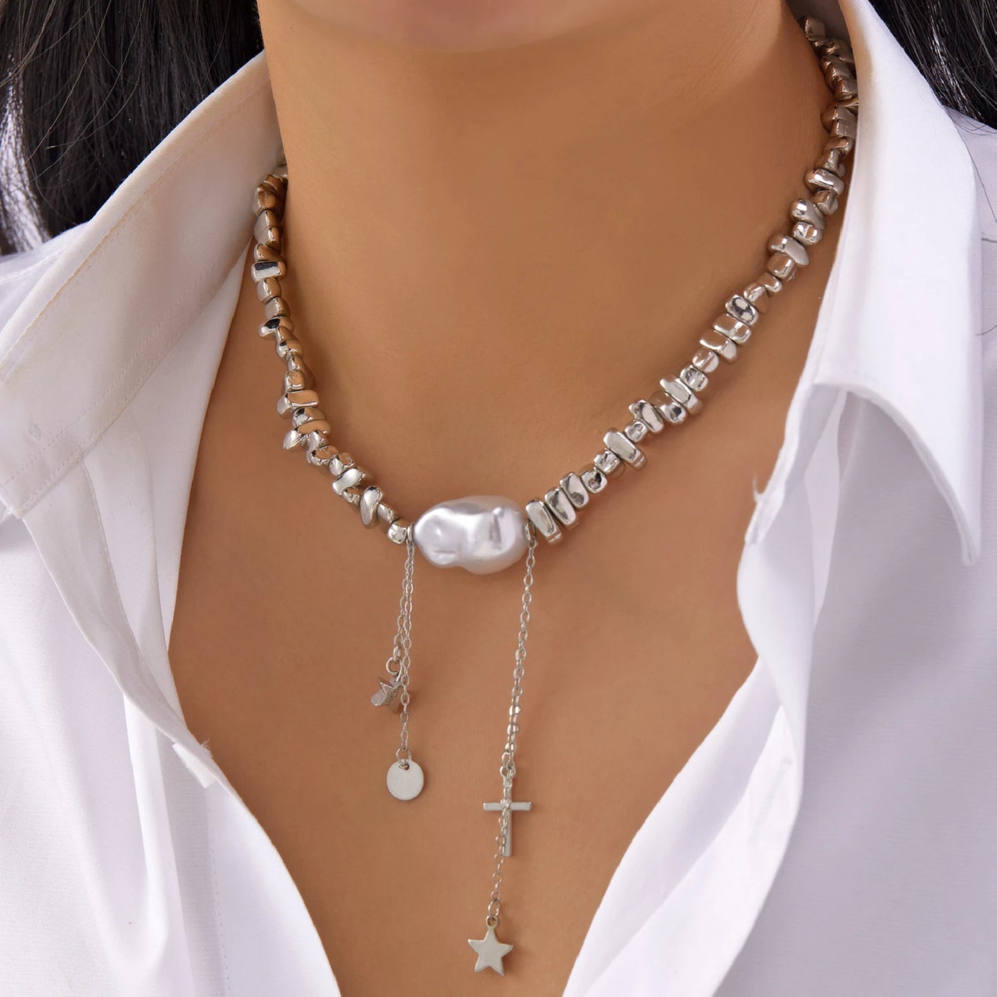 Elegant Baroque Imitation Pearl Choker Necklace for Women Retro Gold Color CCB Beads Clavicle Chain Necklace Party Daily Jewelry
