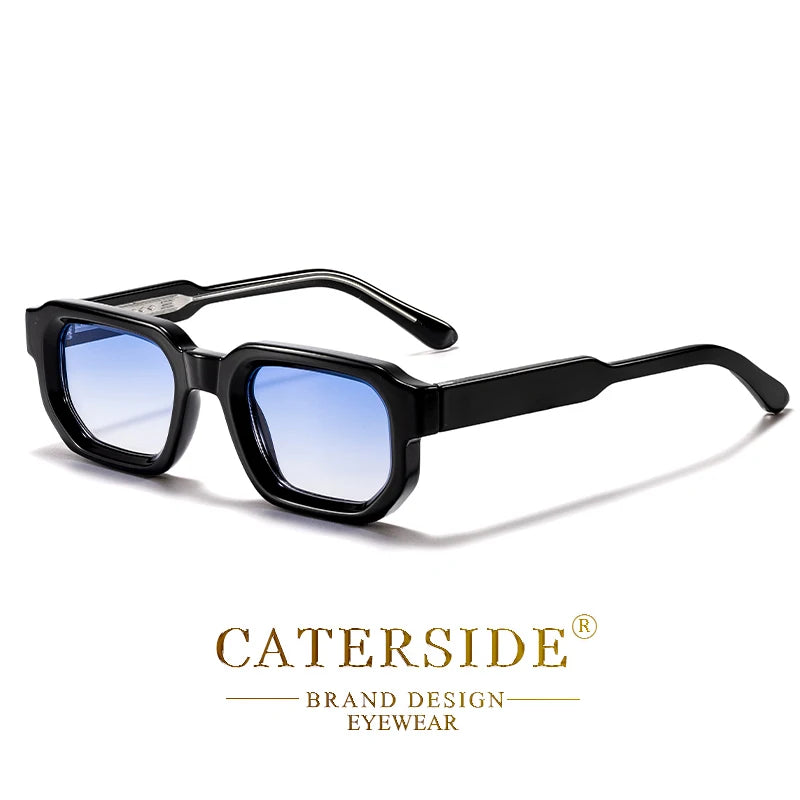 CATERSIDE New Vintage Punk Men Sunglasses Small Frame Gradient Lens Sun Glasses for Summer Beach Party Ideal Choice for Gifts