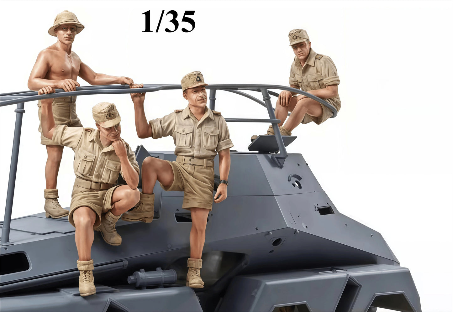1/35 Resin Model, Scene Model Making for 4 Summer Soldiers, Uncolored Model (without Etching)