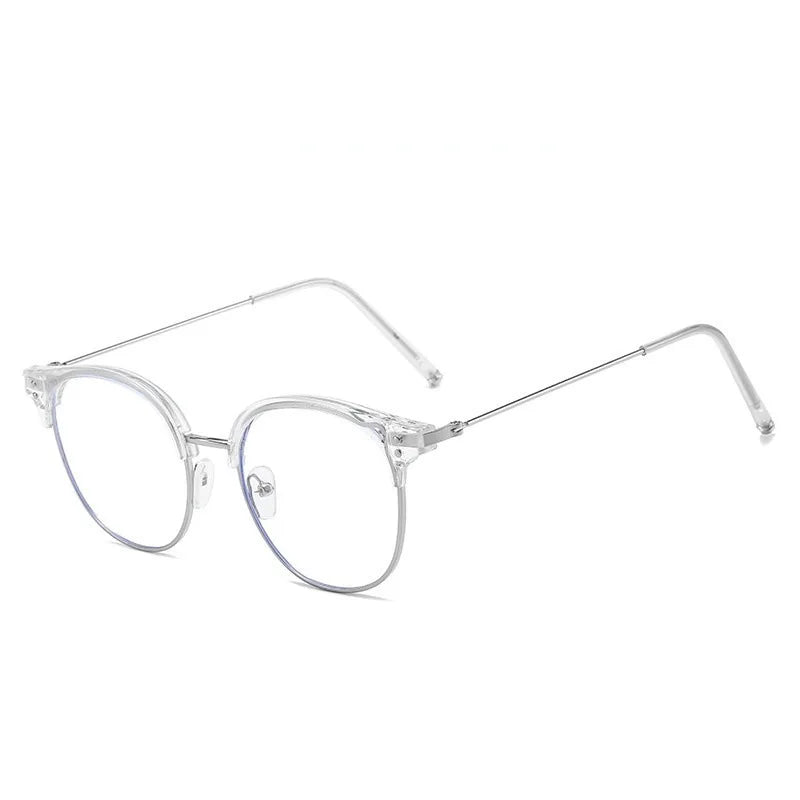 Chic Round Frame Clear Lens Glasses for Women - Slimming Effect, Anti-Blue Light, Fashionable Accessory