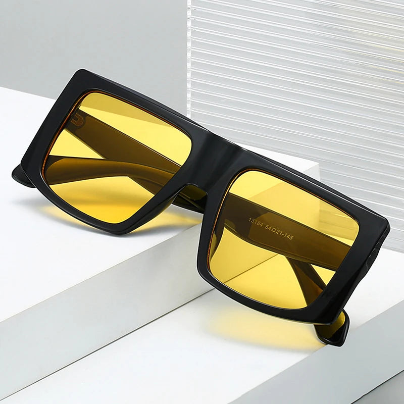 JNPCXI New Fashion Oversized Square Women Sunglasses Shades UV400 Retro Green Gradient Men Punk Sun Glasses