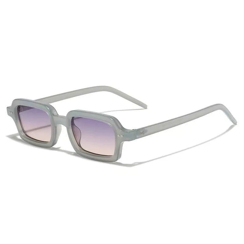 JNPCXI New Retro Small Rectangle Jelly Color Sunglasses Women Shades UV400 Fashion Rivets Men Punk Gradient Sun Glasses