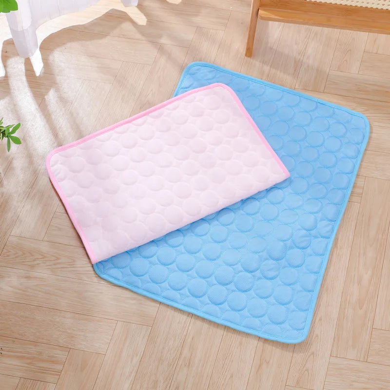 Pink Summer Cooling Pet Mat, Gel Ice Pad Dogs & Cats, Breathable Non-Slip Bed