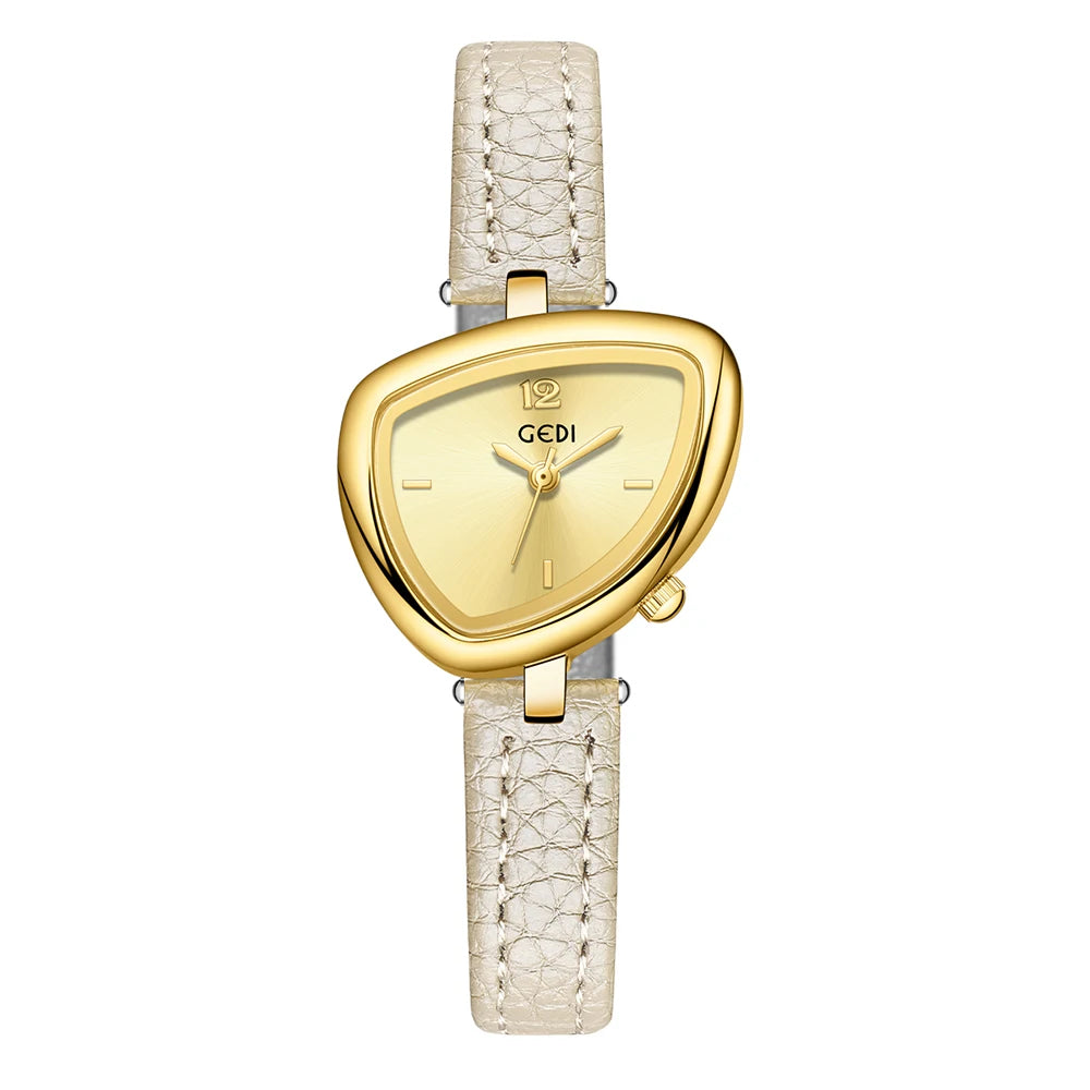 GEDI Quartz Ladies Watches Luxury Niche Small Vintage Watch Woman Leather Strap Wristwatches Fashion Casual Simple Watches Gifts