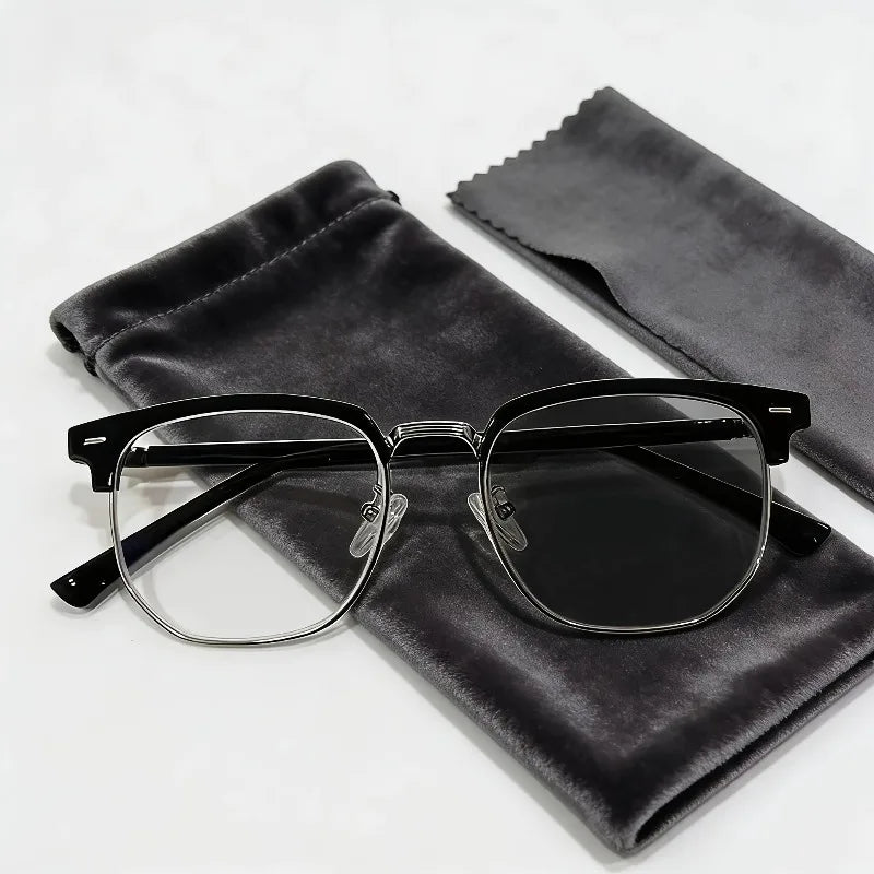 Photochromic Glasses Suitable for Men and Women Ultra Light Anti Blue Light Half Frame Flat Light Glasses