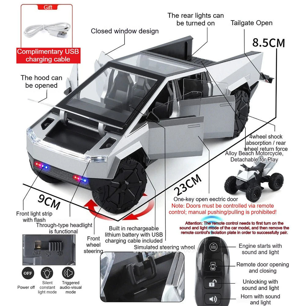1:24 ROBOVAN Pickup Alloy Diecast Model Toy Car Shock Absorption Doors Opened Sound Light Pull Back Autonomous Bus Birthday Gift