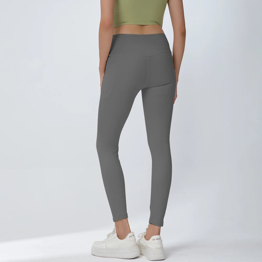 Women's High - Waist Yoga Pants with Pocket, Stretchable, Quick - Dry, for Fitness, Running, Pilates, Multiple Colors