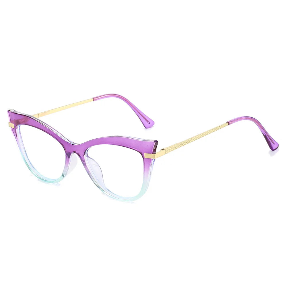 JNPCXI New Cat Eye Double Color Sunglasses Women Fashion Gradient Shades UV400 Eyeglass Frame Men