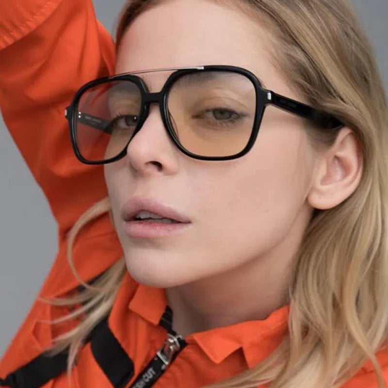 JNPCXI New Retro Oversized Pilot Sunglasses Women Fashion Luxury Big Frame Punk Square Sun Glasses Retro Classic Thick Shades