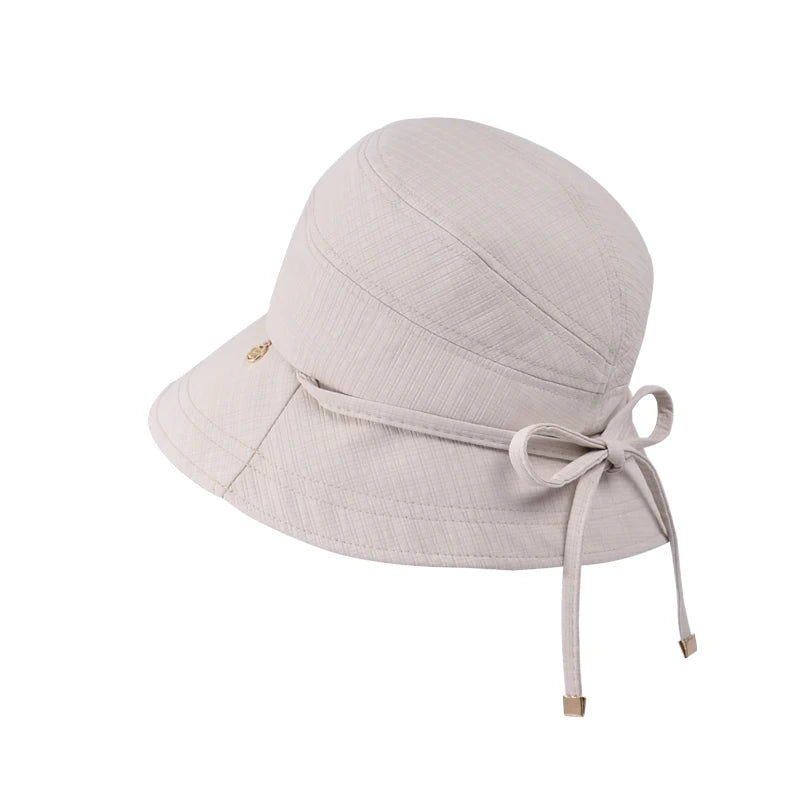 8761Summer outdoor travel sunshade hat all senior sense big head basin hat show face small bow fisherman hat