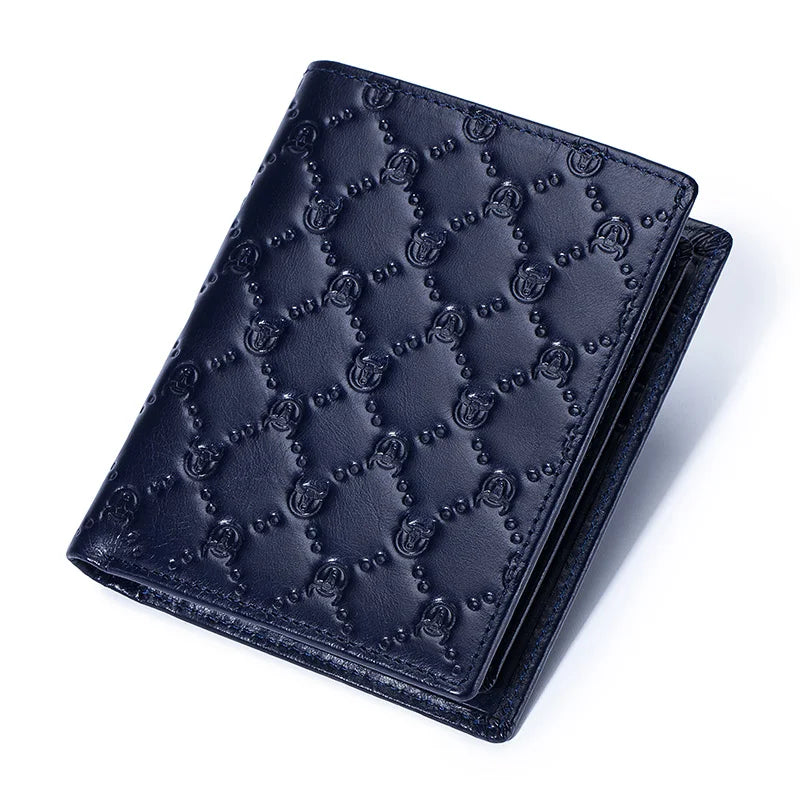 BULLCAPTAIN New Leather Men's Wallet Fashion Creative Pattern Wallet Small Mini Card Holder RFID Wallet Men 0204H