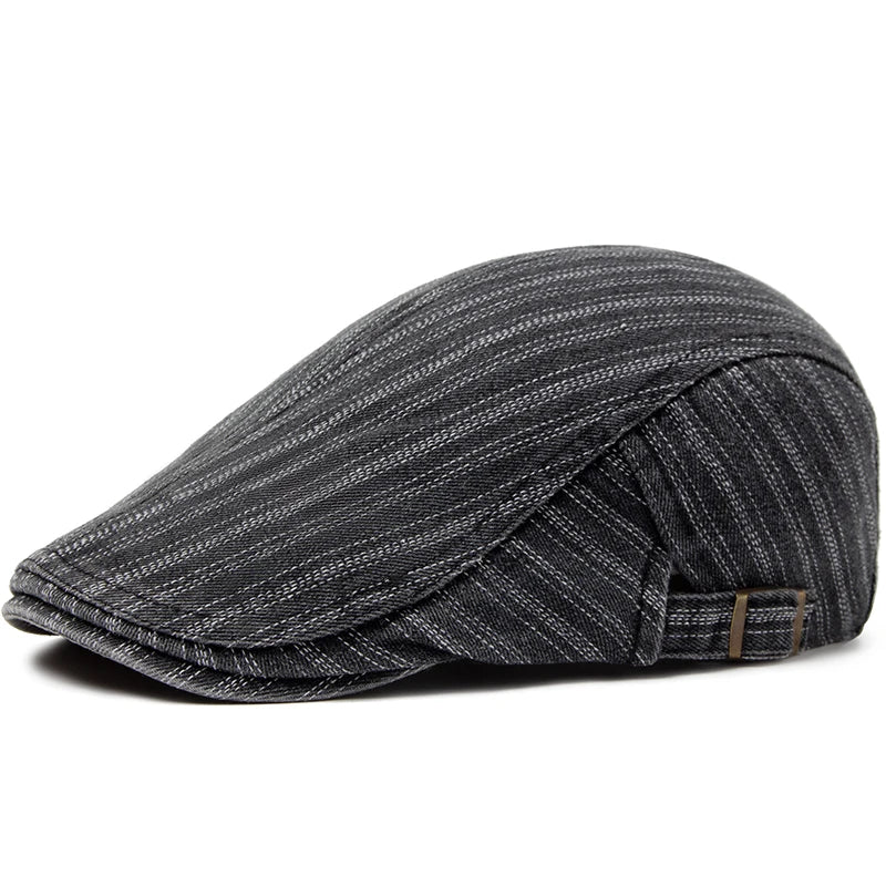 Men Women Berets Fashion Stripes Jeans Newsboy Hat Summer Cotton Soft Top Sun Caps Outdoor Casual Forward Cap Peaked Beret Boina
