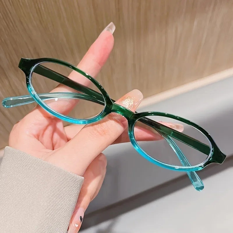 1 Pair Y2K Style Cute Oval Full Rim Plastic Frame Non-Prescription Blue Light Blocking Glasses for Women