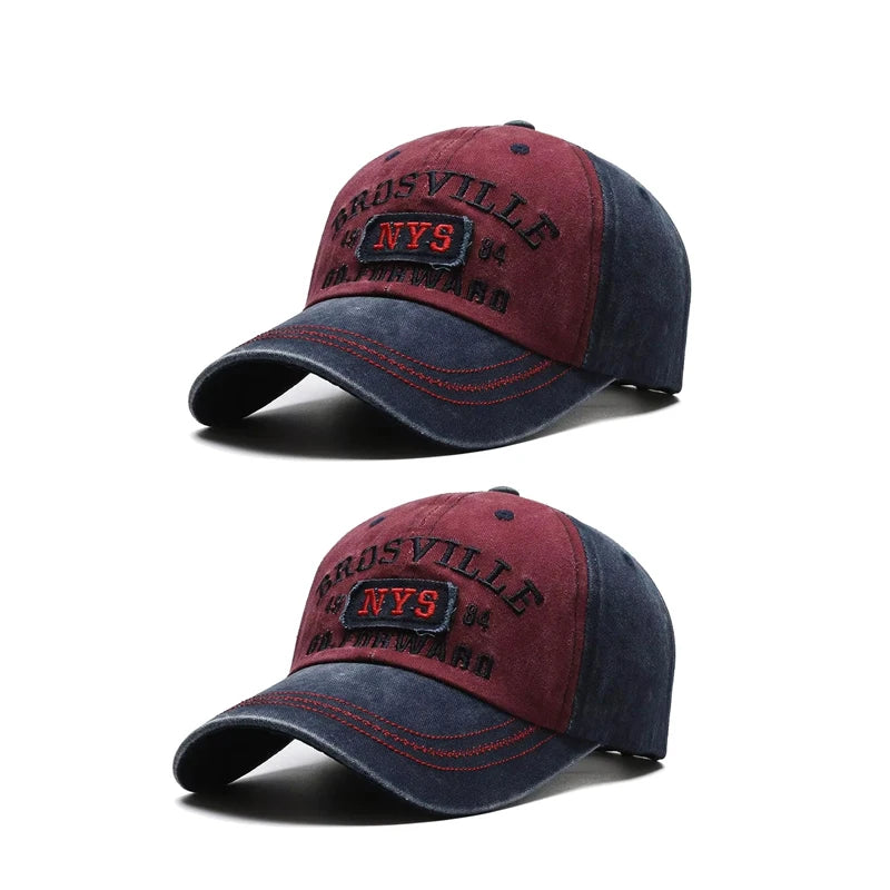 Four Seasons Town Men's Baseball Cap Casual Wash Embroidered Cap, Curved Sun Hat